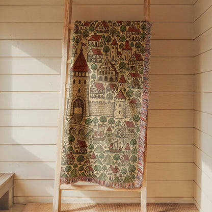 Medieval Town Woven Blanket