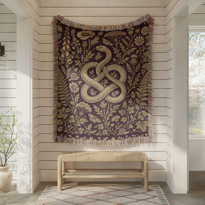 Snake and Wildflower Woven Blanket