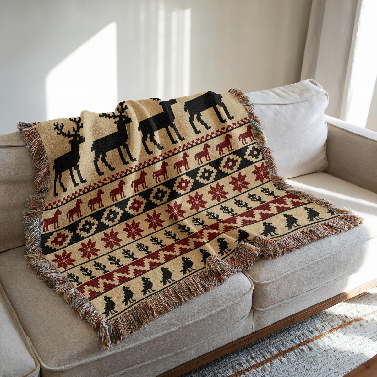 Nordic Reindeer Woven Blanket