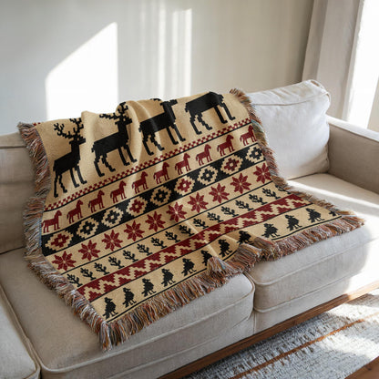 Nordic Reindeer Woven Blanket