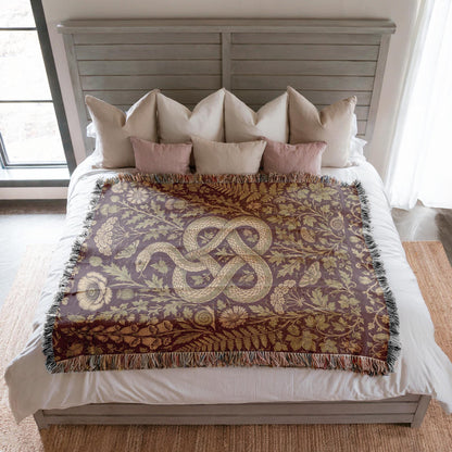 Snake and Wildflower Woven Blanket