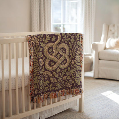 Snake and Wildflower Woven Blanket
