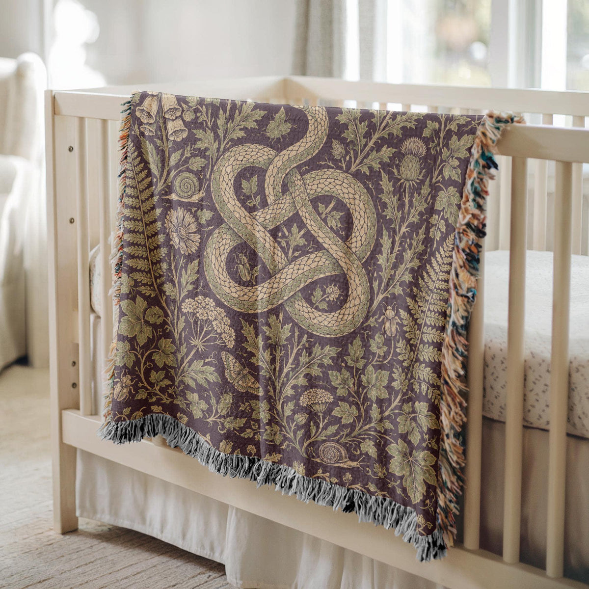Snake and Wildflower Woven Blanket