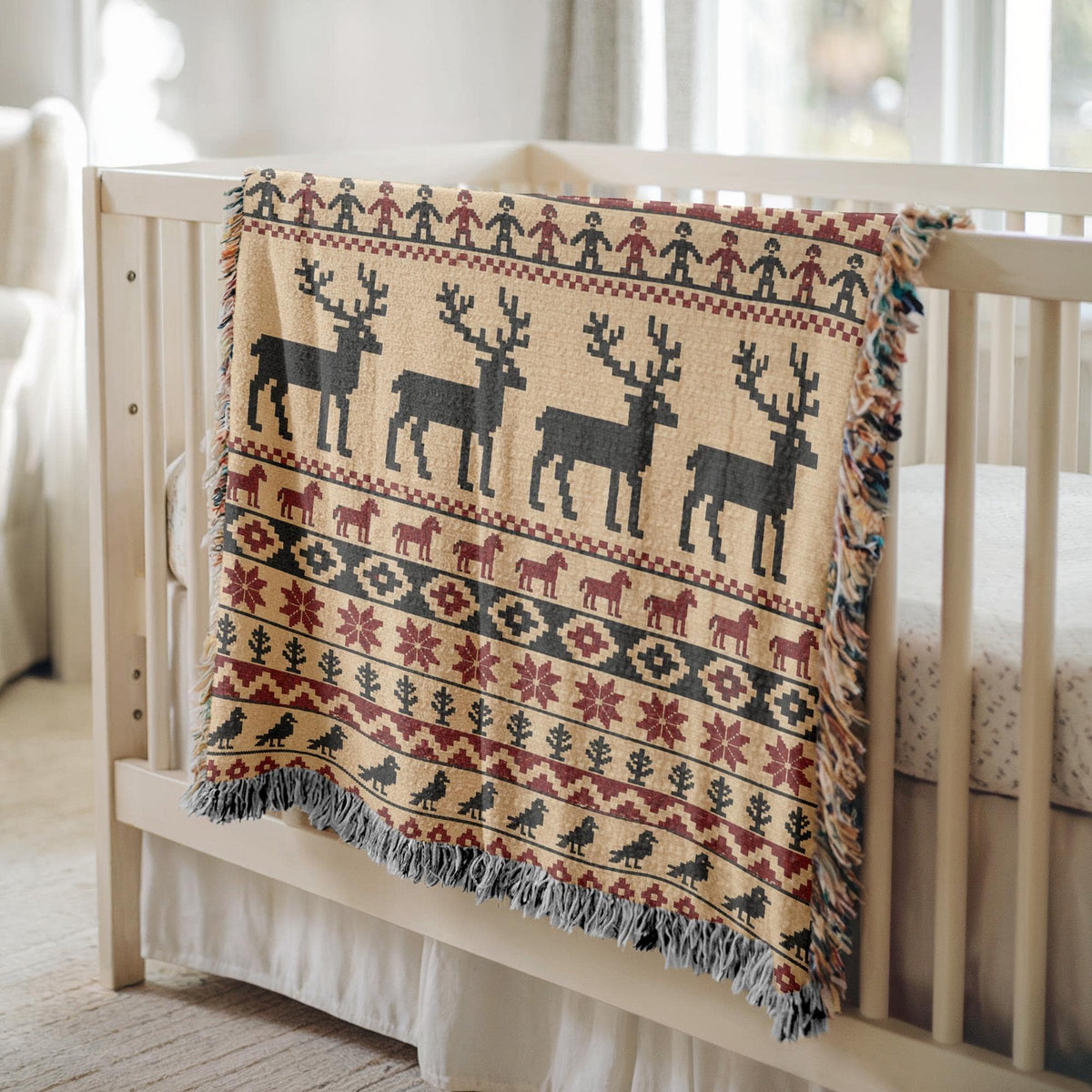 Nordic Reindeer Woven Blanket