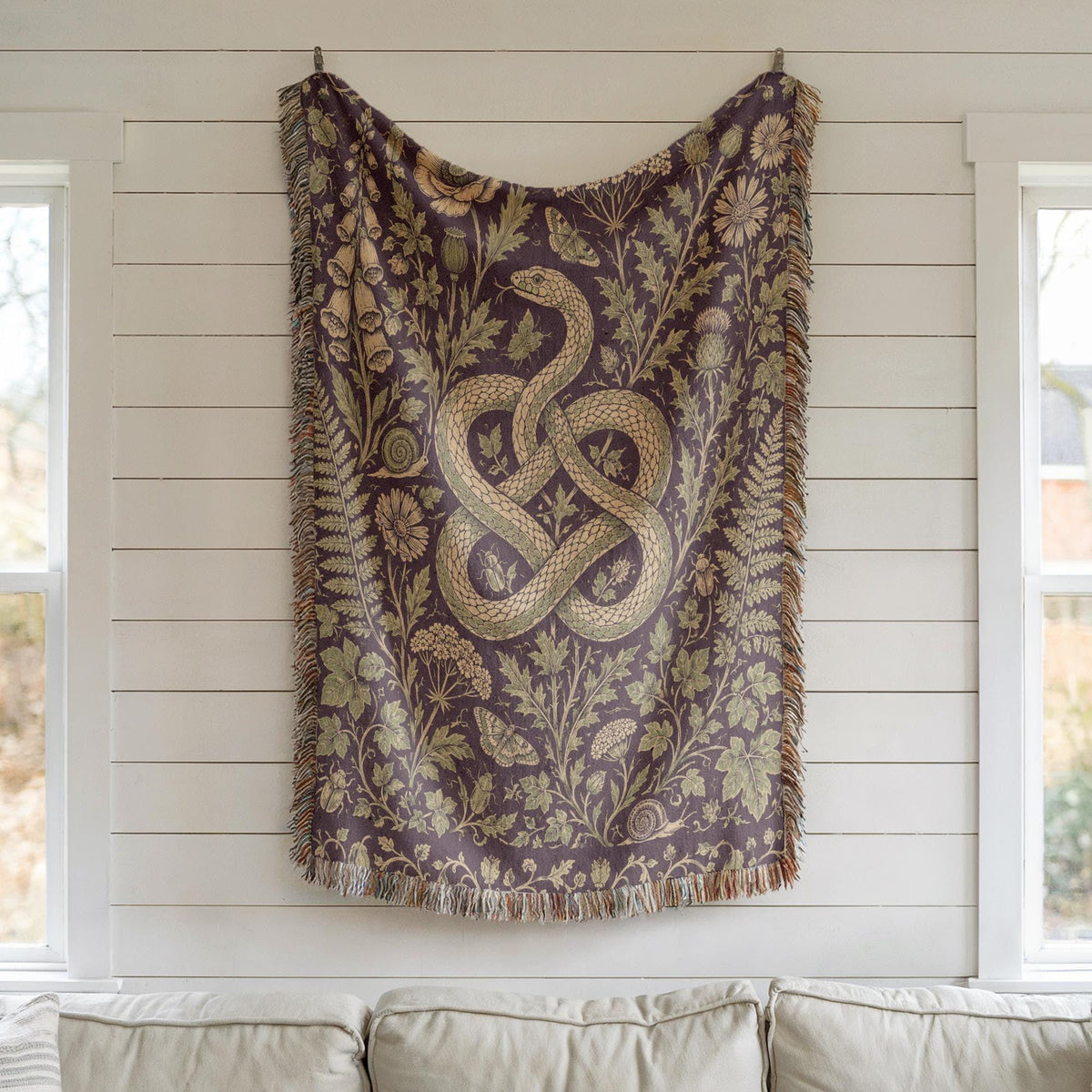 Snake and Wildflower Woven Blanket