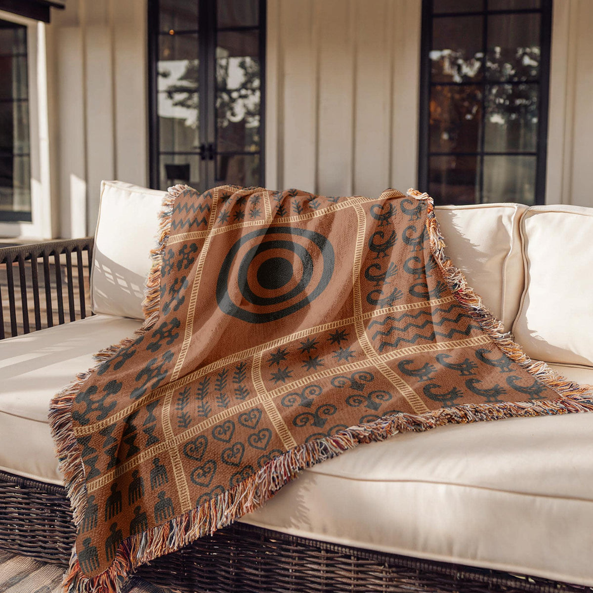 Adinkra Symbol Woven Blanket