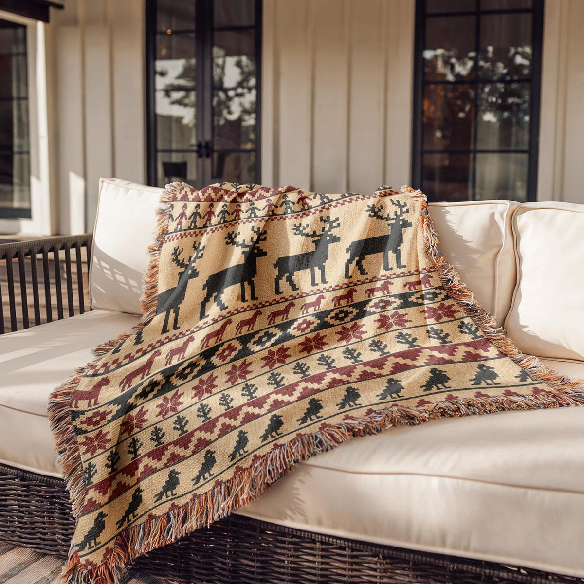 Nordic Reindeer Woven Blanket