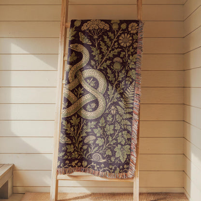 Snake and Wildflower Woven Blanket