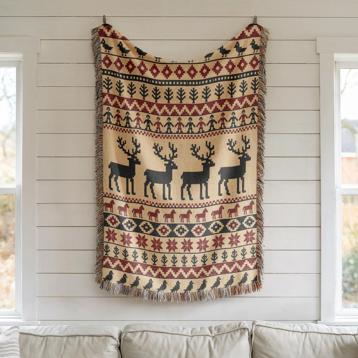Nordic Reindeer Woven Blanket
