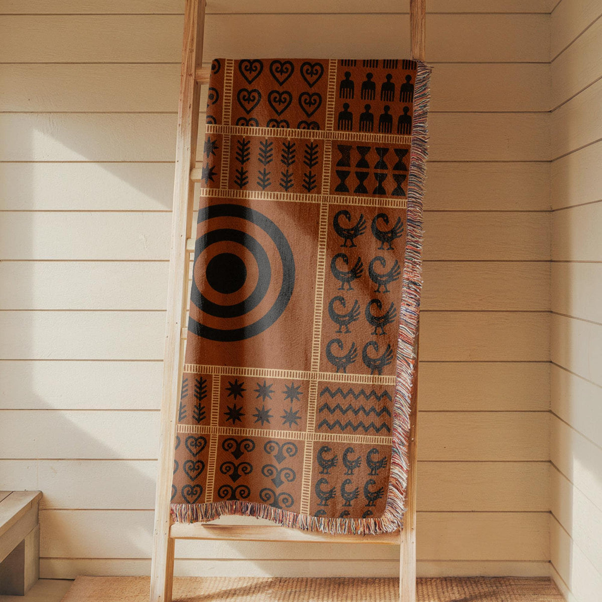 Adinkra Symbol Woven Blanket