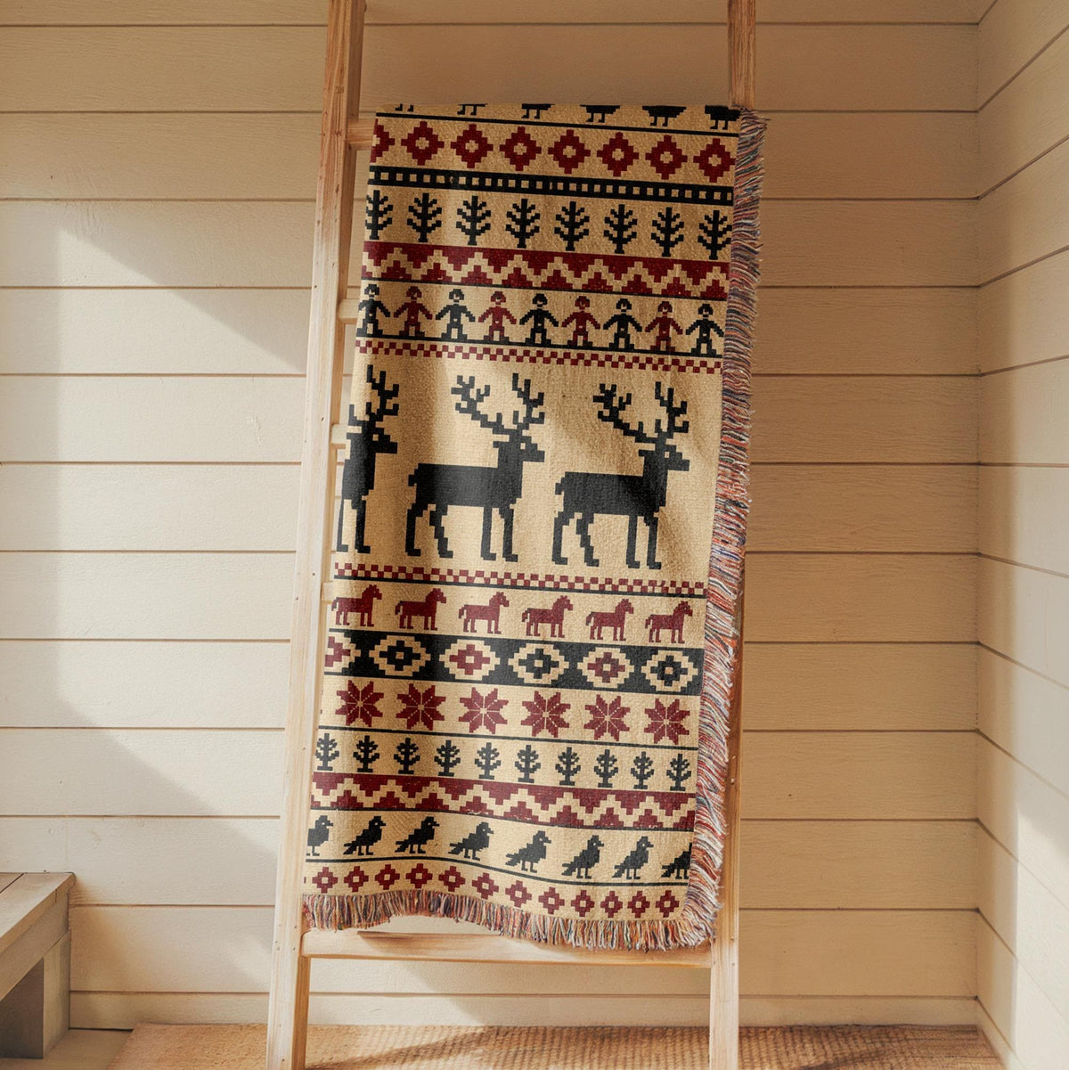 Nordic Reindeer Woven Blanket