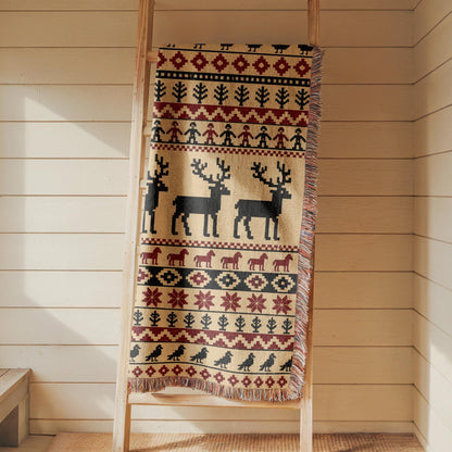 Nordic Reindeer Woven Blanket