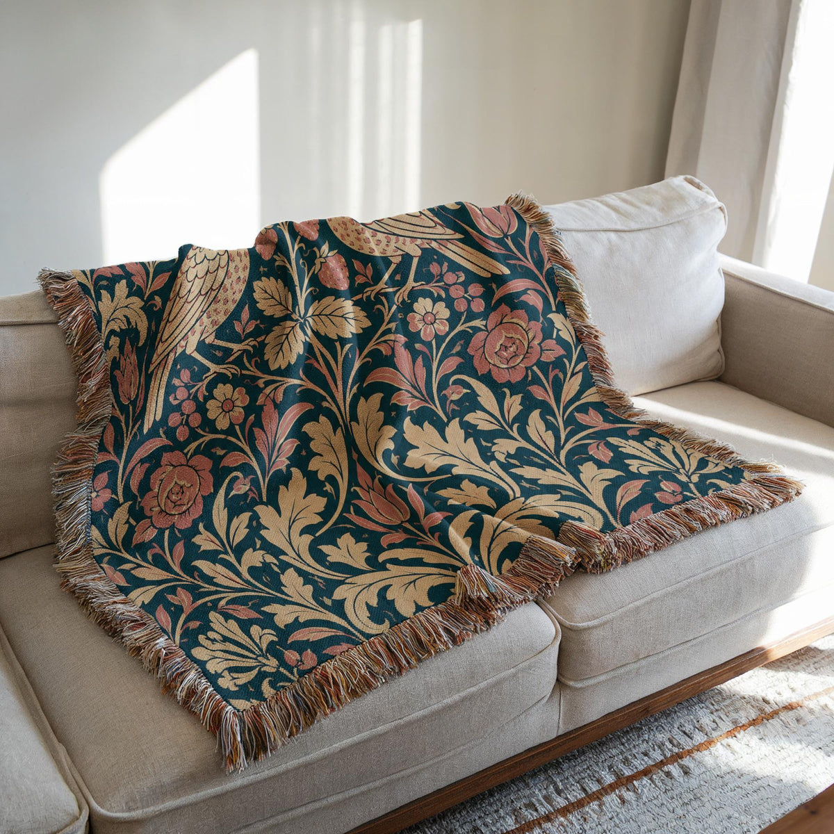 William Morris Style Woven Blanket