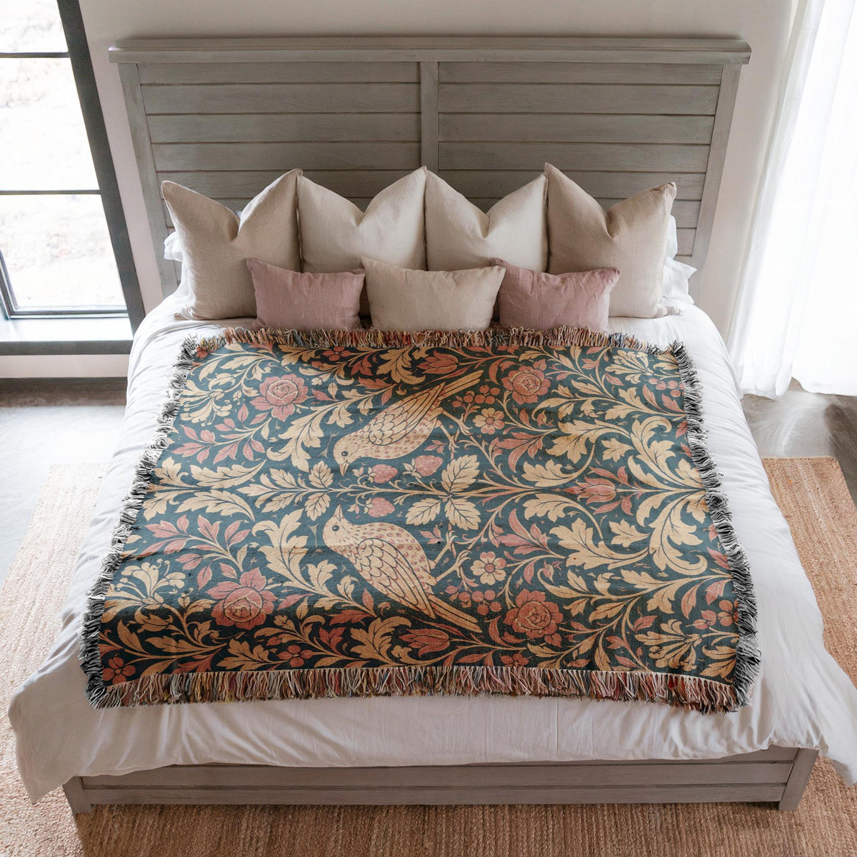 William Morris Style Woven Blanket