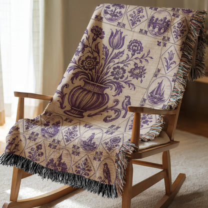 Delft Tile Woven Blanket