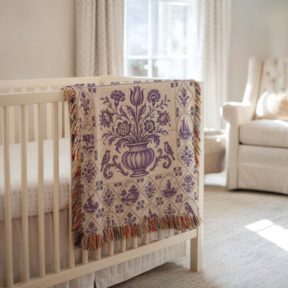 Delft Tile Woven Blanket