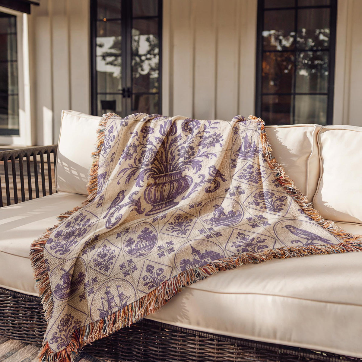 Delft Tile Woven Blanket