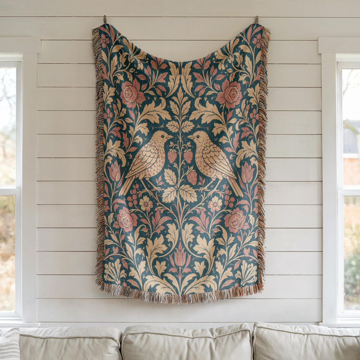 William Morris Style Woven Blanket