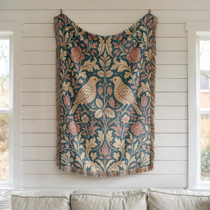 William Morris Style Woven Blanket
