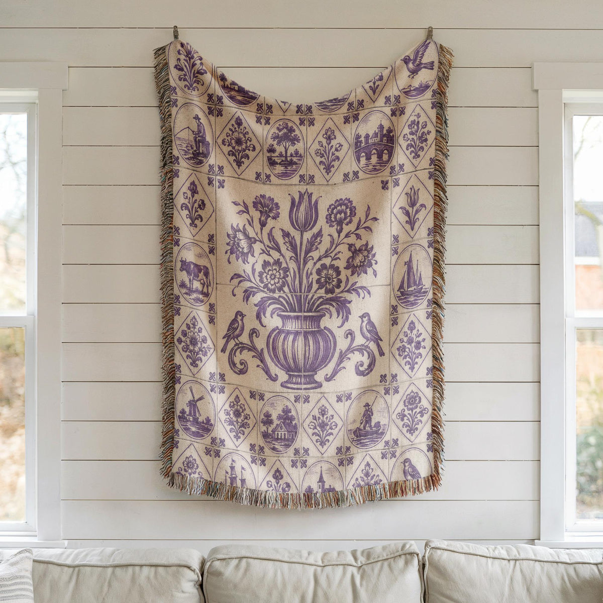 Delft Tile Woven Blanket