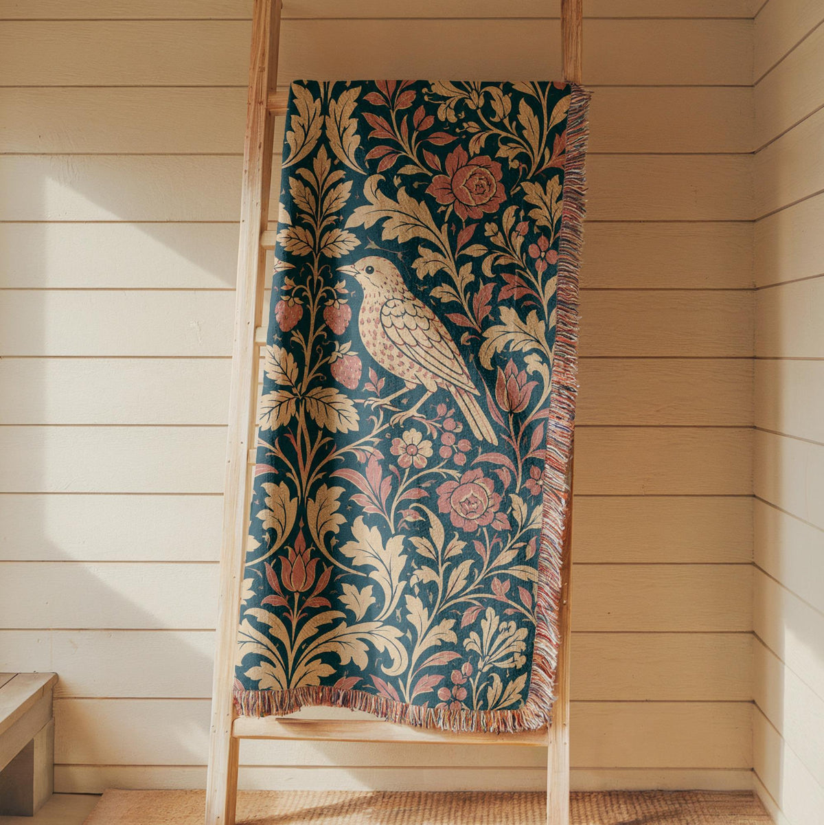 William Morris Style Woven Blanket