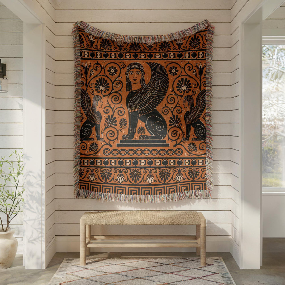 Greek Sphinx Woven Blanket