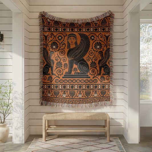 Greek Sphinx Woven Blanket