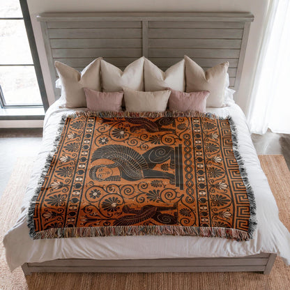Greek Sphinx Woven Blanket