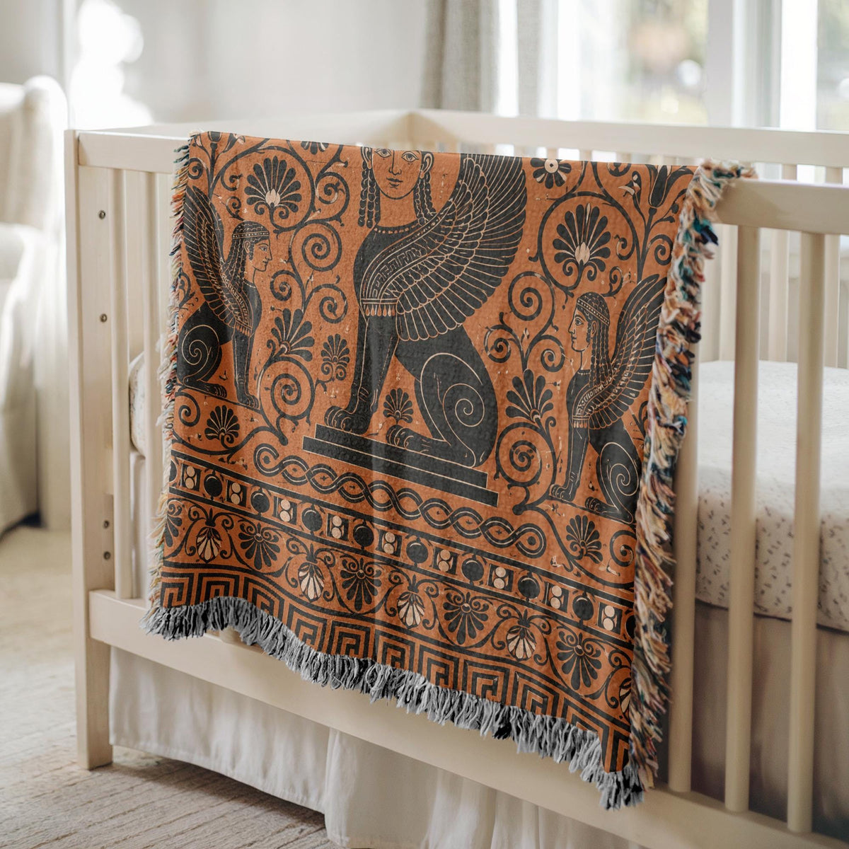 Greek Sphinx Woven Blanket