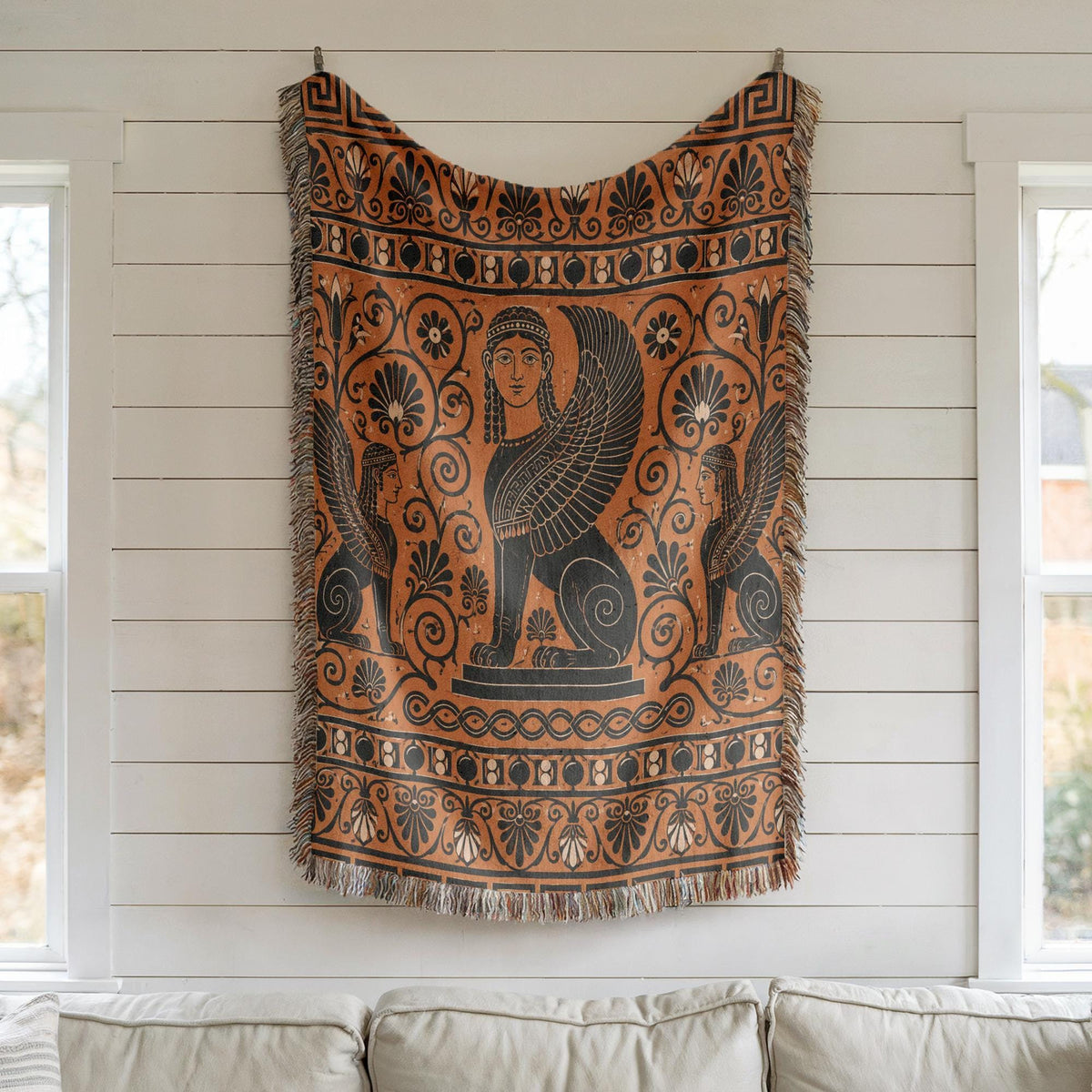 Greek Sphinx Woven Blanket