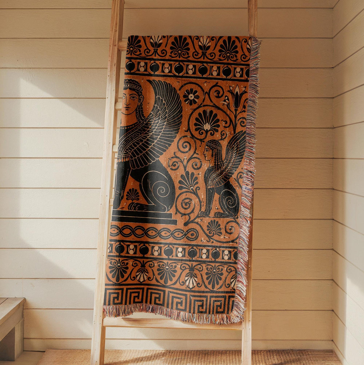 Greek Sphinx Woven Blanket