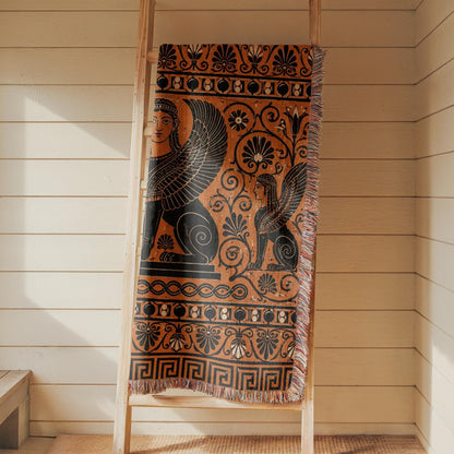 Greek Sphinx Woven Blanket
