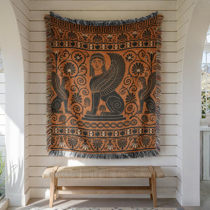 Greek Sphinx Woven Blanket