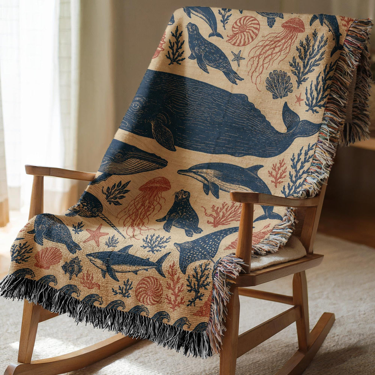 Whale Woven Blanket