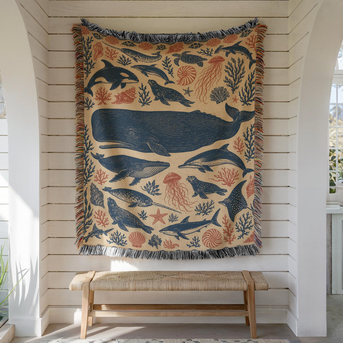 Whale Woven Blanket