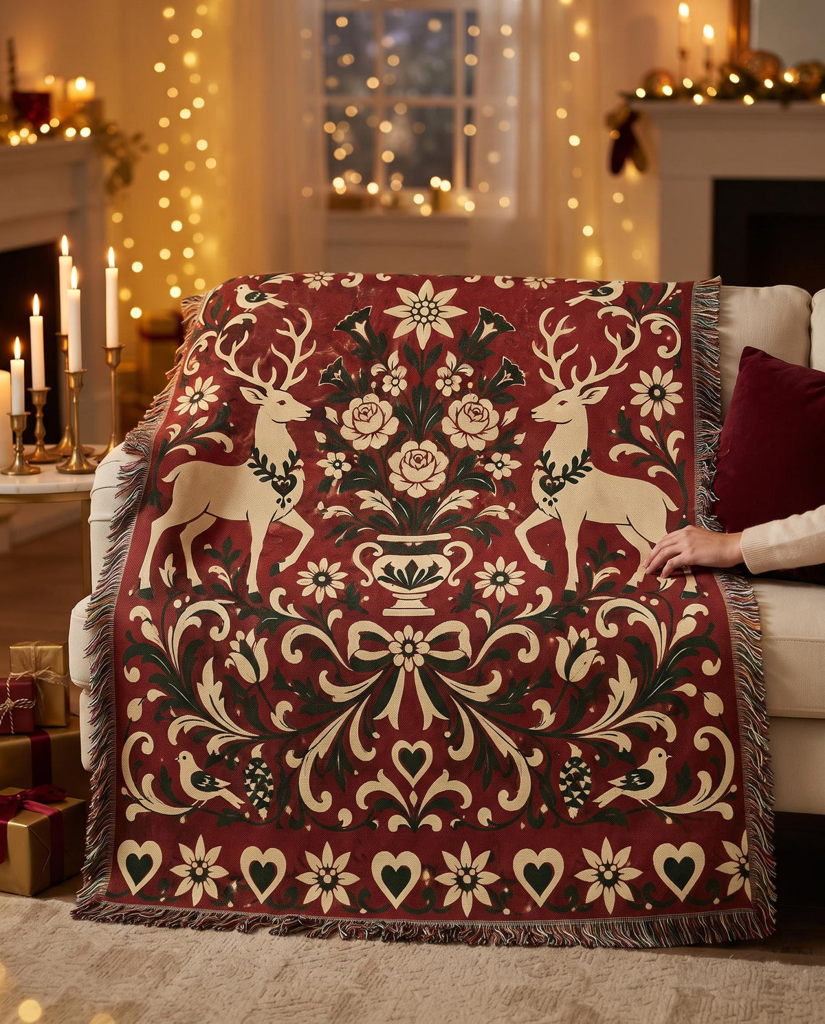 Alpine Folk Art Woven Blanket