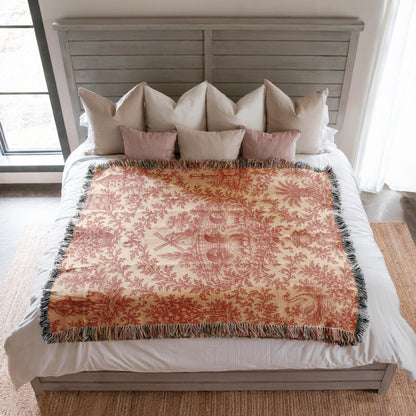 Red Toile Woven Blanket