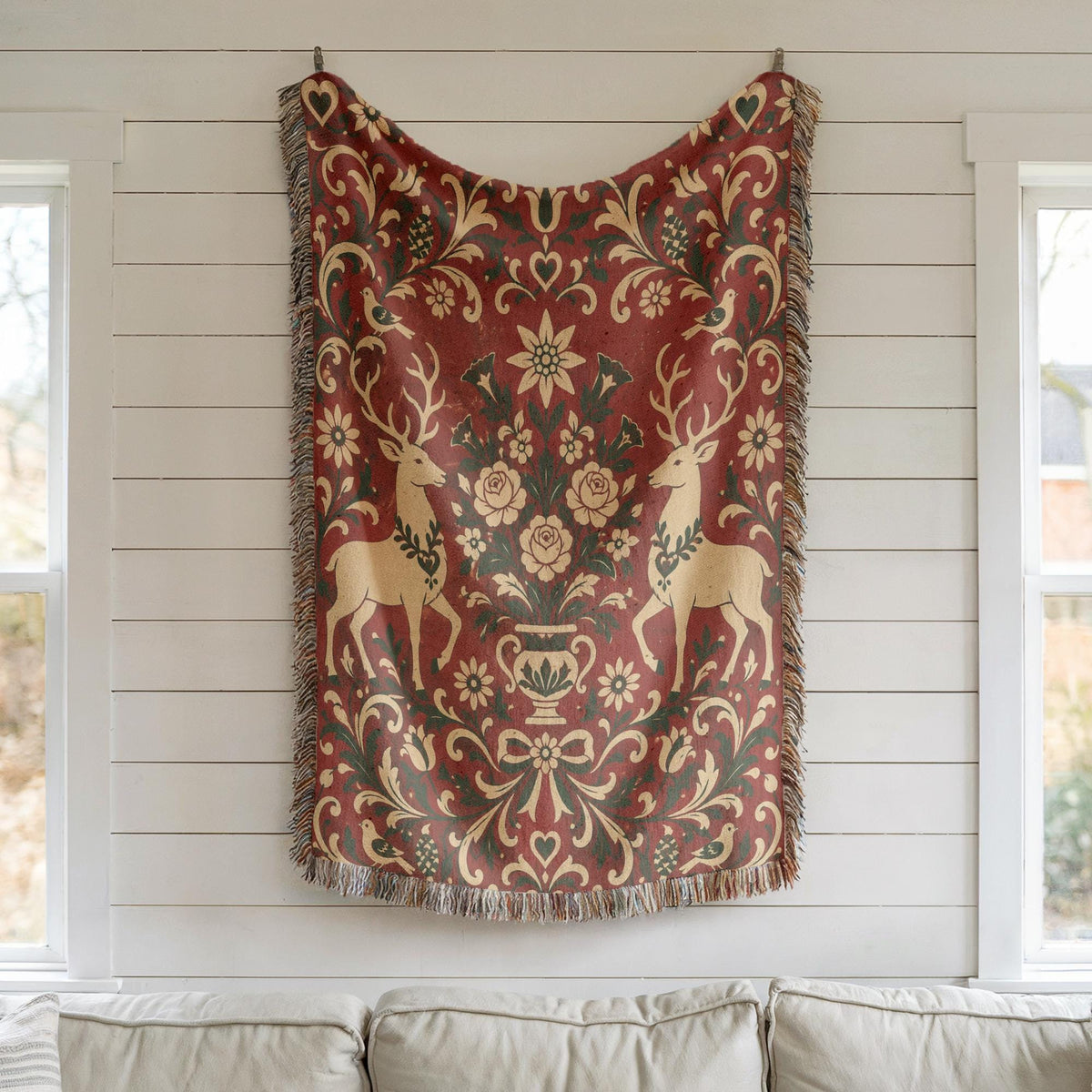 Alpine Folk Art Woven Blanket