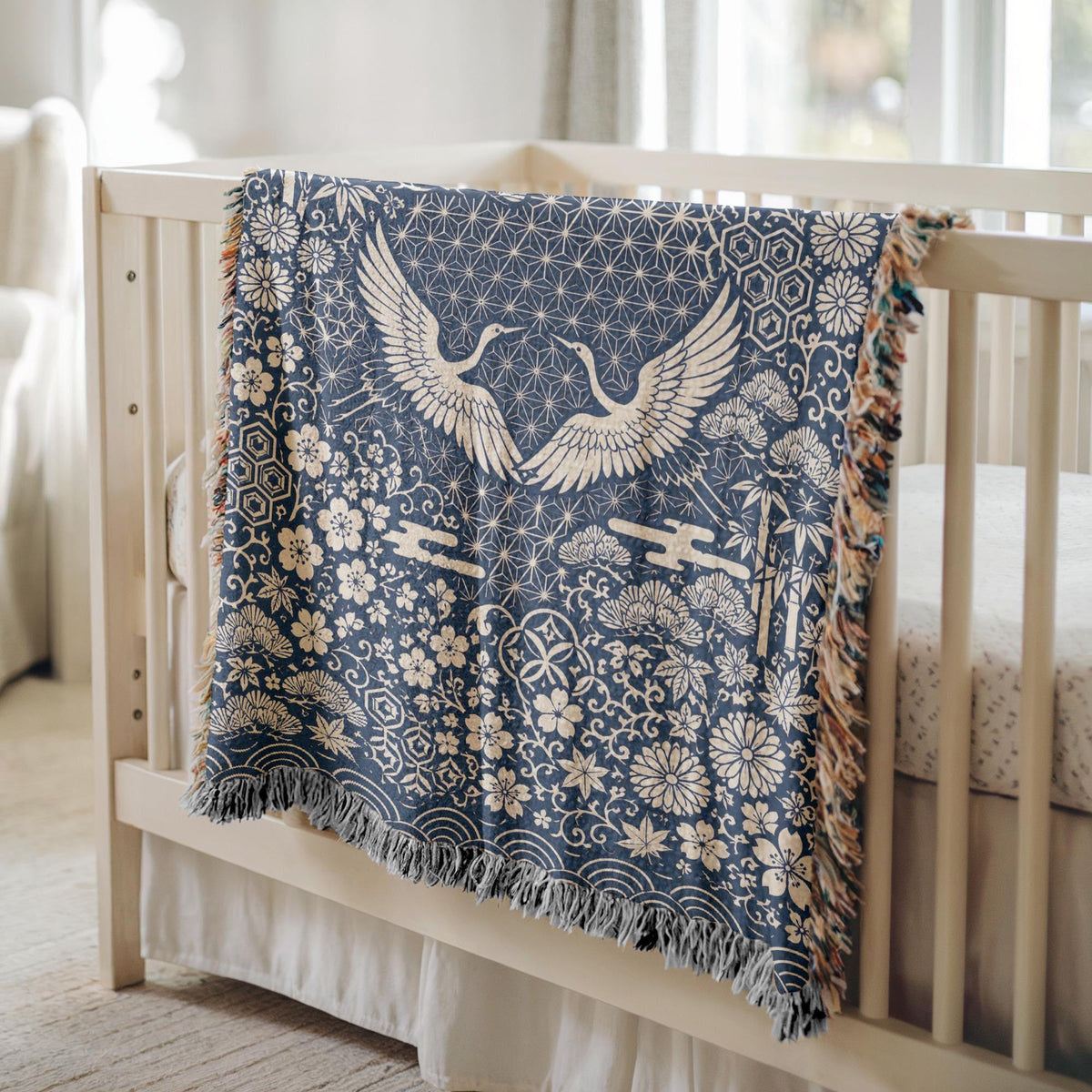 Japanese Crane Woven Blanket