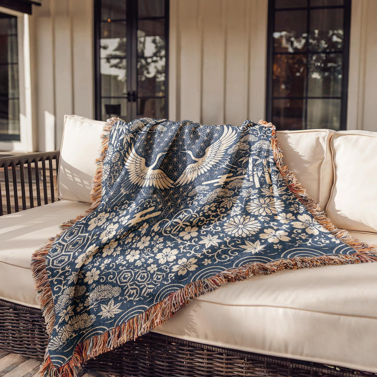 Japanese Crane Woven Blanket