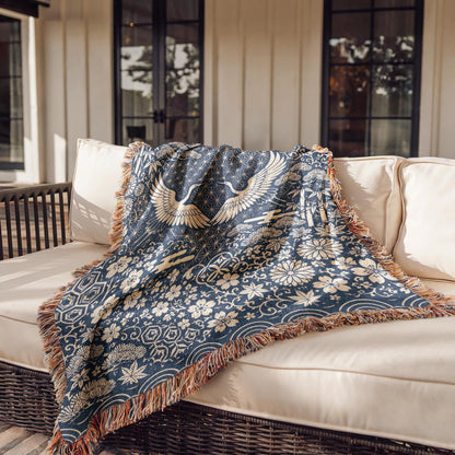 Japanese Crane Woven Blanket