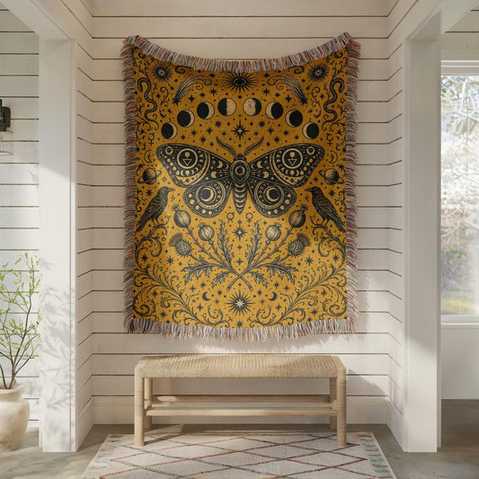 Celestial Moth Woven Blanket