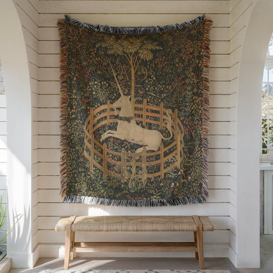Unicorn in Captivity Woven Blanket
