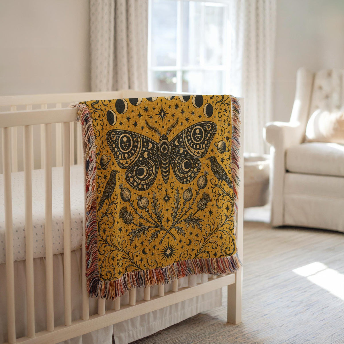 Celestial Moth Woven Blanket