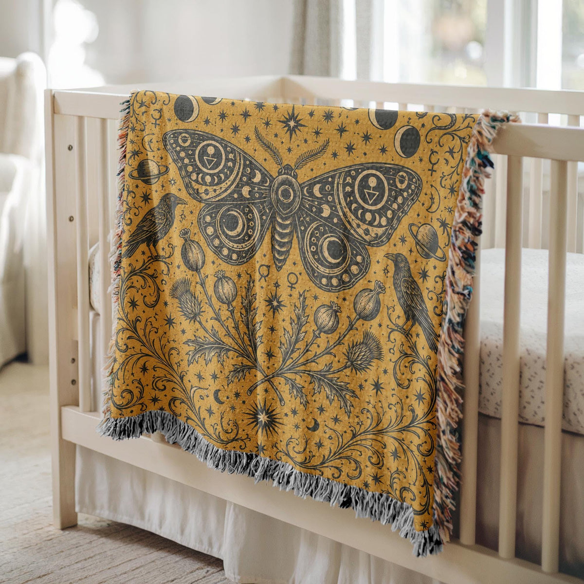 Celestial Moth Woven Blanket