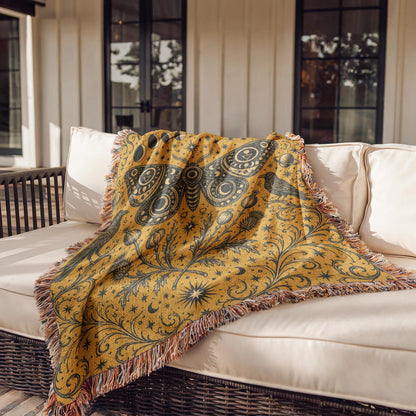 Celestial Moth Woven Blanket