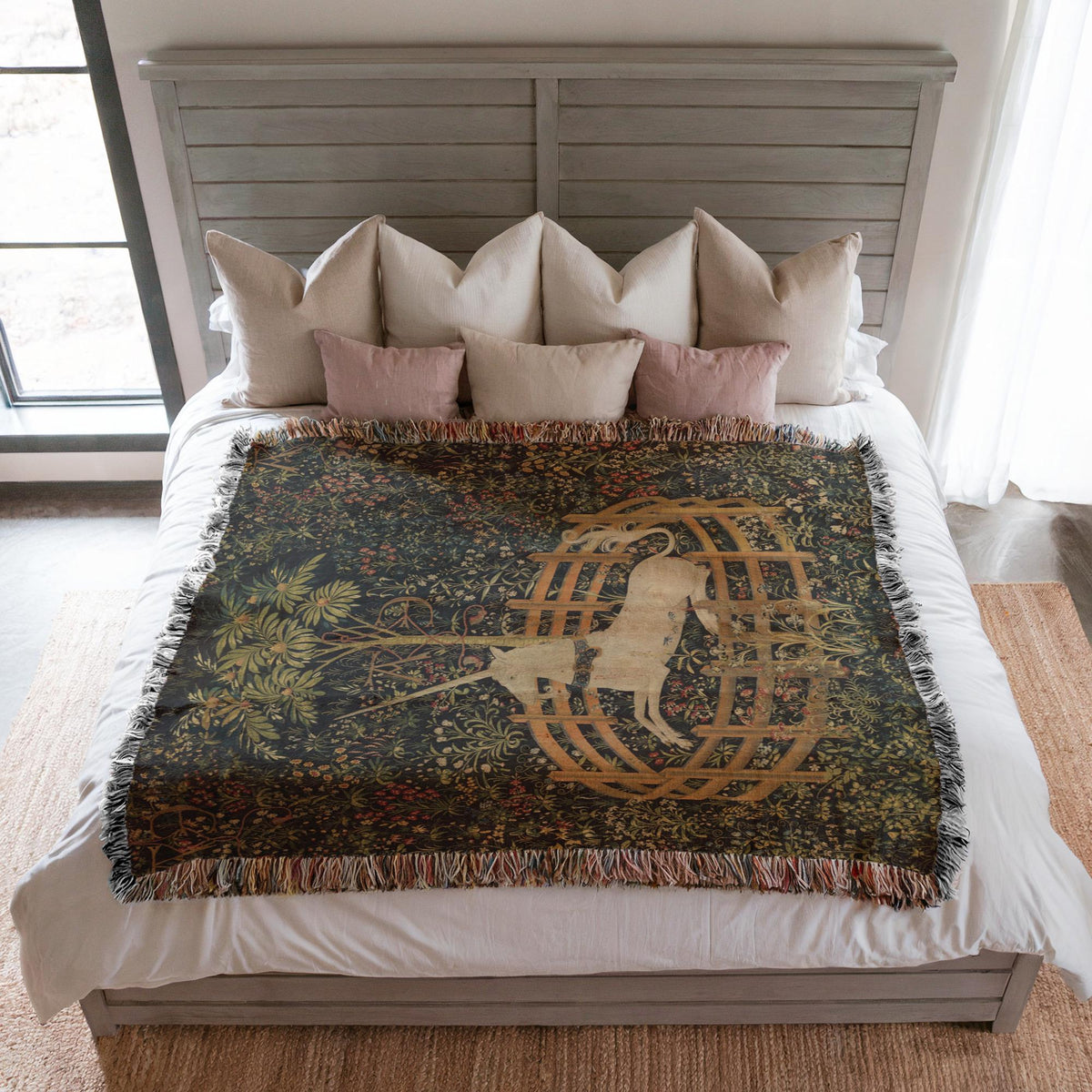 Unicorn in Captivity Woven Blanket