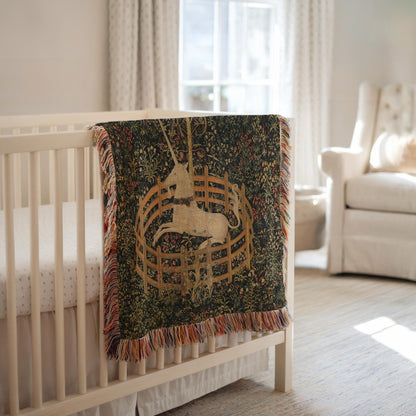 Unicorn in Captivity Woven Blanket