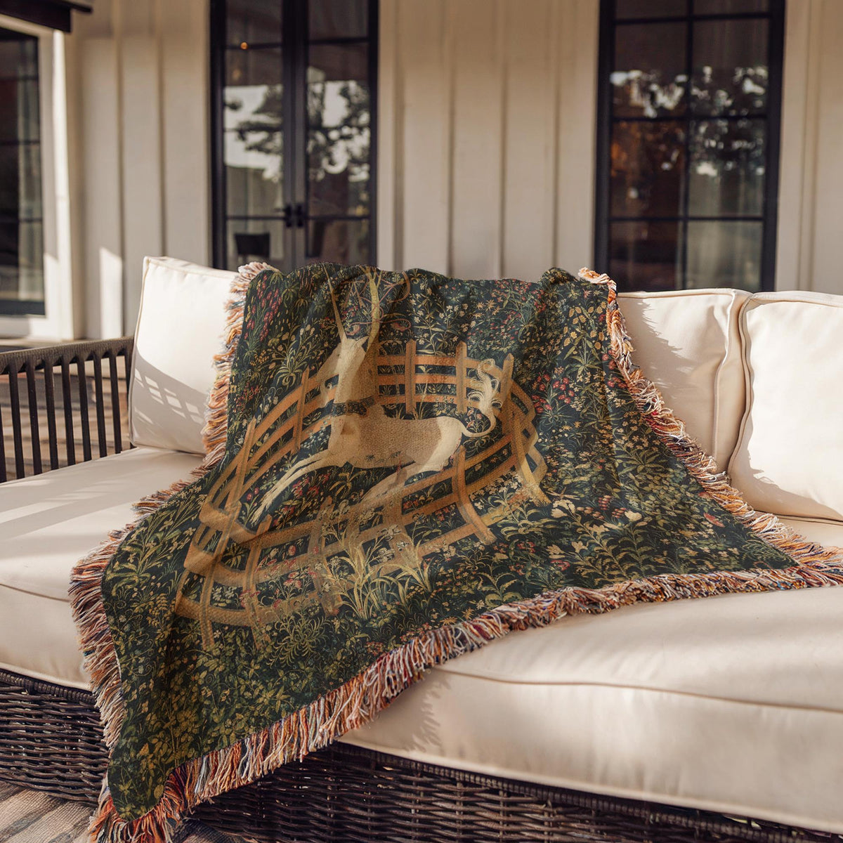 Unicorn in Captivity Woven Blanket