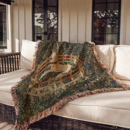 Unicorn in Captivity Woven Blanket